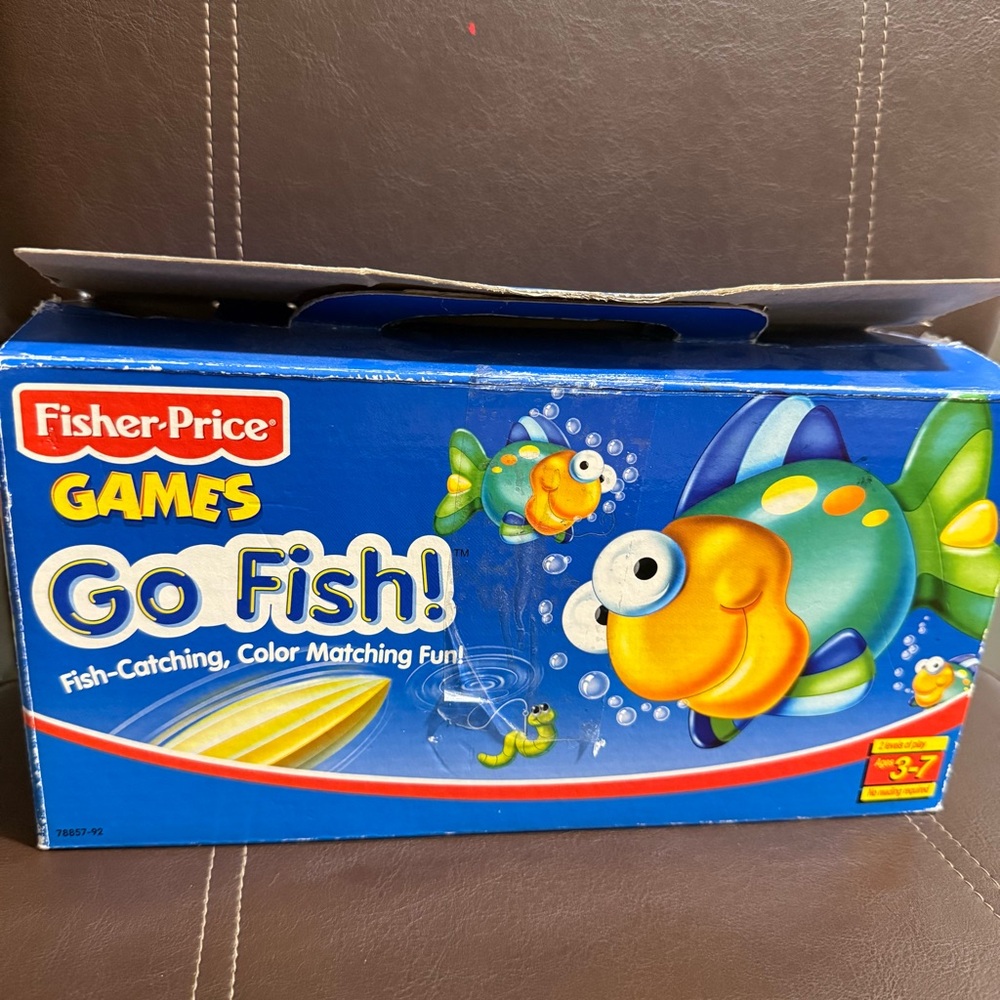 Vintage Fisher Price Go Fish Color Matching Game open box